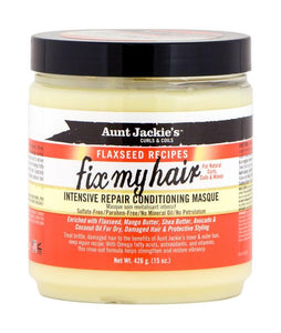 AUNT JACKIE'S FLAXSEED RECIPES FIX MY HAIR INTENSIVE REPAIR CONDITIONING MASQUE 15OZ - All Star Beauty Complex